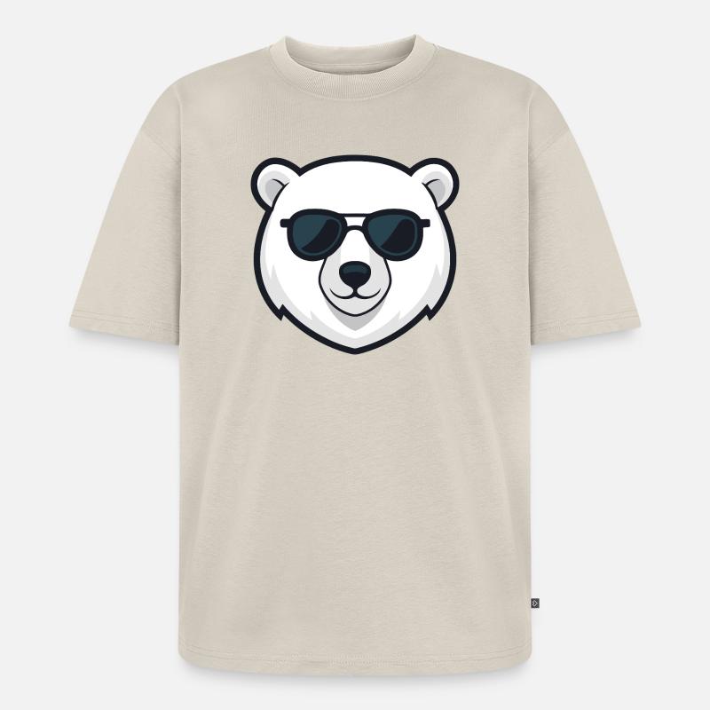 Eisbär-Schwarzbrille - Unisex Premium Oversized Bio T-Shirt - Beige