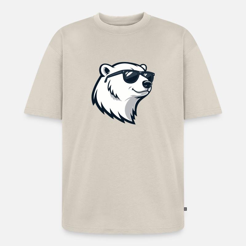Eisbär mit Brille - Unisex Premium Oversized Bio T-Shirt - Beige