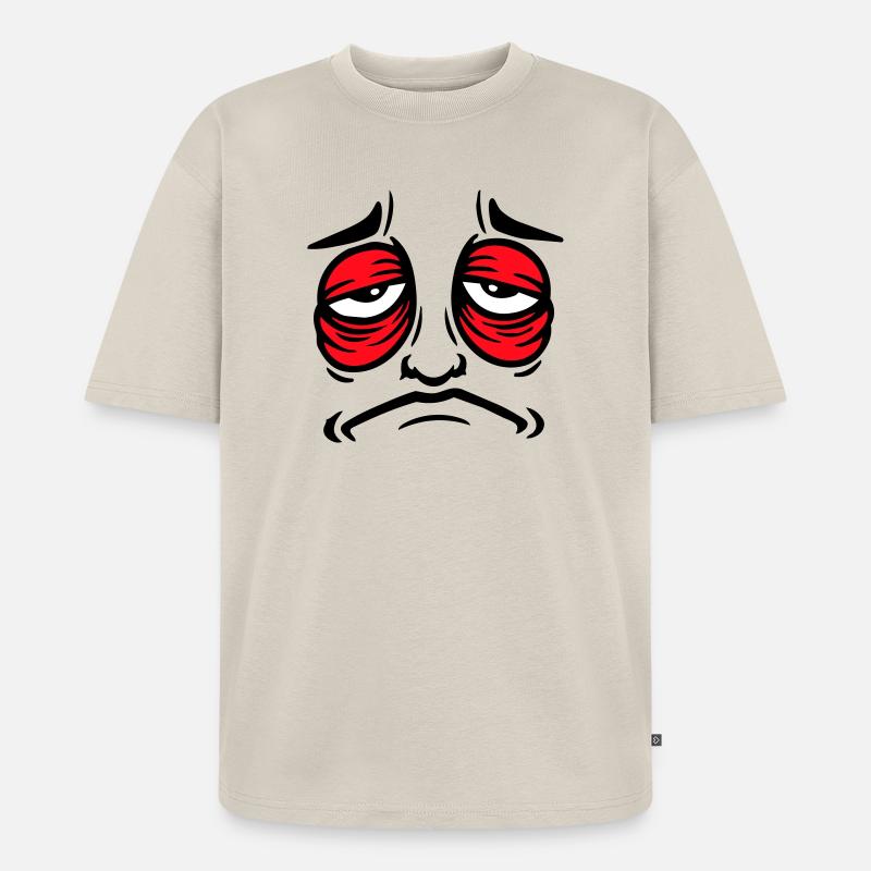 Grumpy sad disappointed face funny - Unisex Premium Oversized Organic T-Shirt - beige