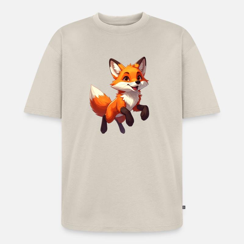 Springender Fuchs - Unisex Premium Oversized Bio T-Shirt - Beige