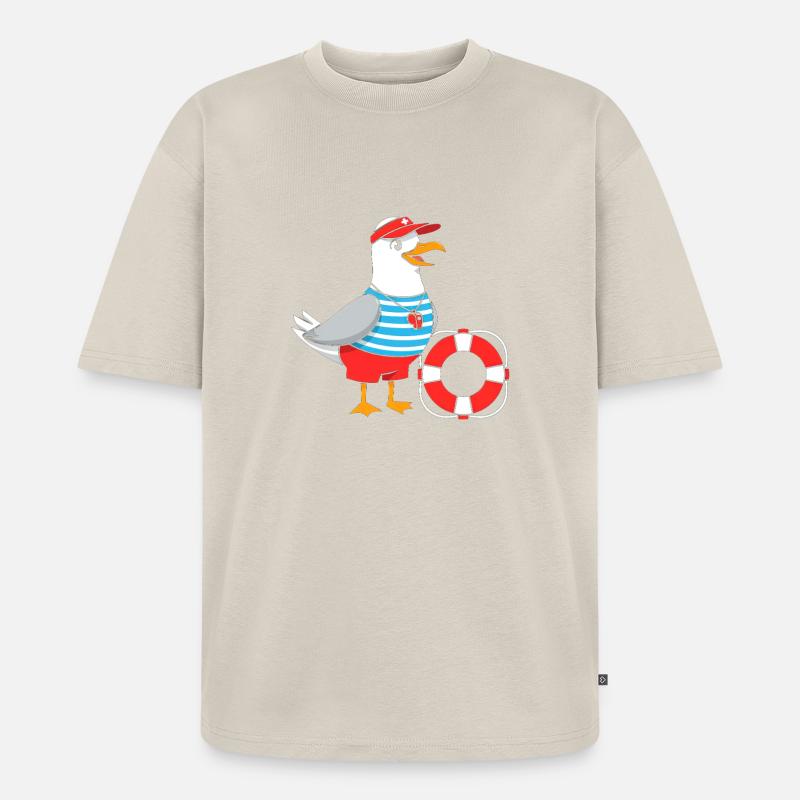 Conception de sauveteurs de mouette - T-shirt Premium bio oversize Unisexe - beige