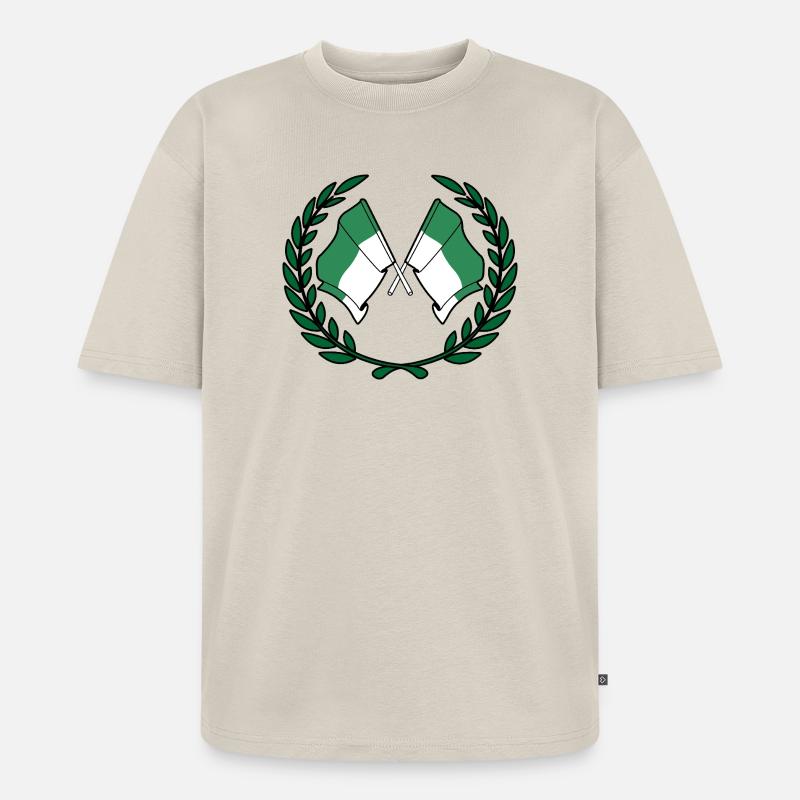 Vlieland Laurel Flags – Island Pride - Unisex Premium Oversized Bio T-Shirt - Beige