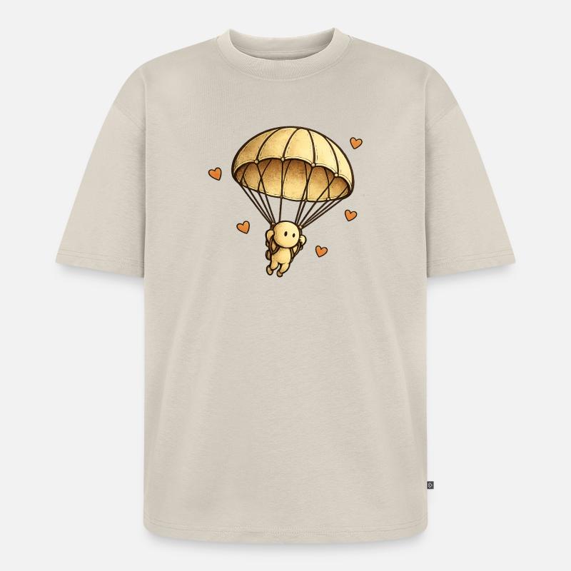 Der kleine Gedanke | Fallschirm - Unisex Premium Oversized Bio T-Shirt - Beige