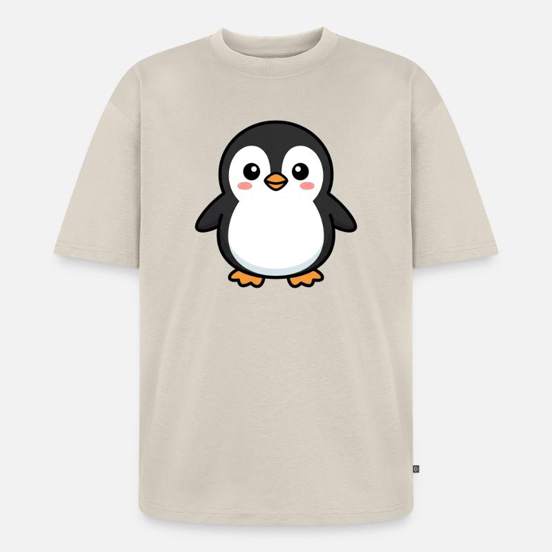 Niedlicher Pinguin-Pixel-Freund - Unisex Premium Oversized Bio T-Shirt - Beige