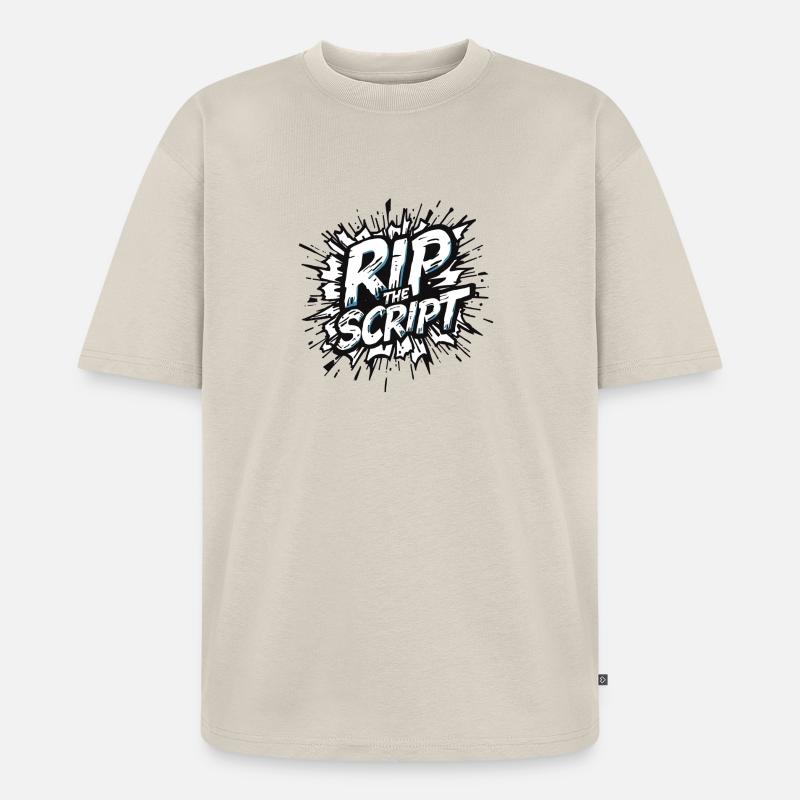 Rip the Script Burst - Unisex Premium Oversized Organic T-Shirt - beige