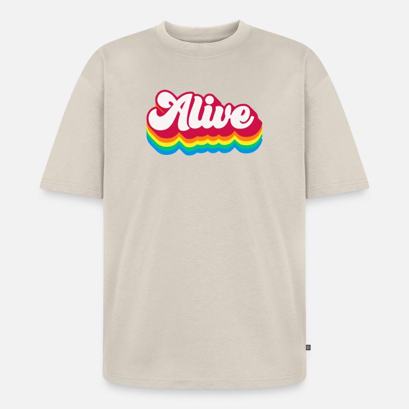 Alive - Retro Rainbow 70s - Unisex Premium Oversized Organic T-Shirt - beige