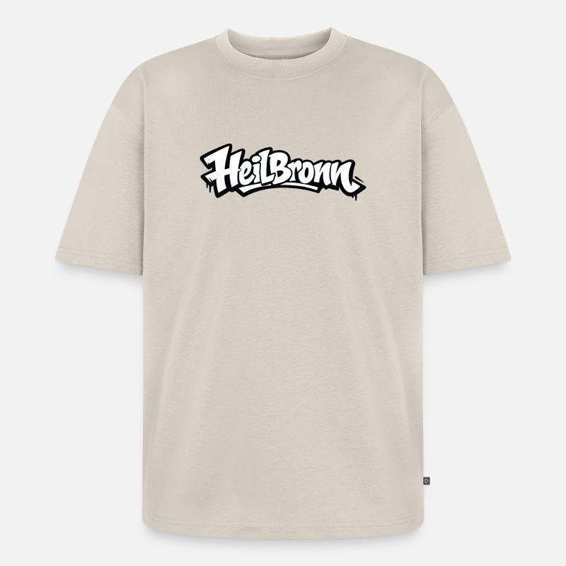 Heilbronn Graffiti Logo Tee - Unisex Premium Oversized Bio T-Shirt - Beige