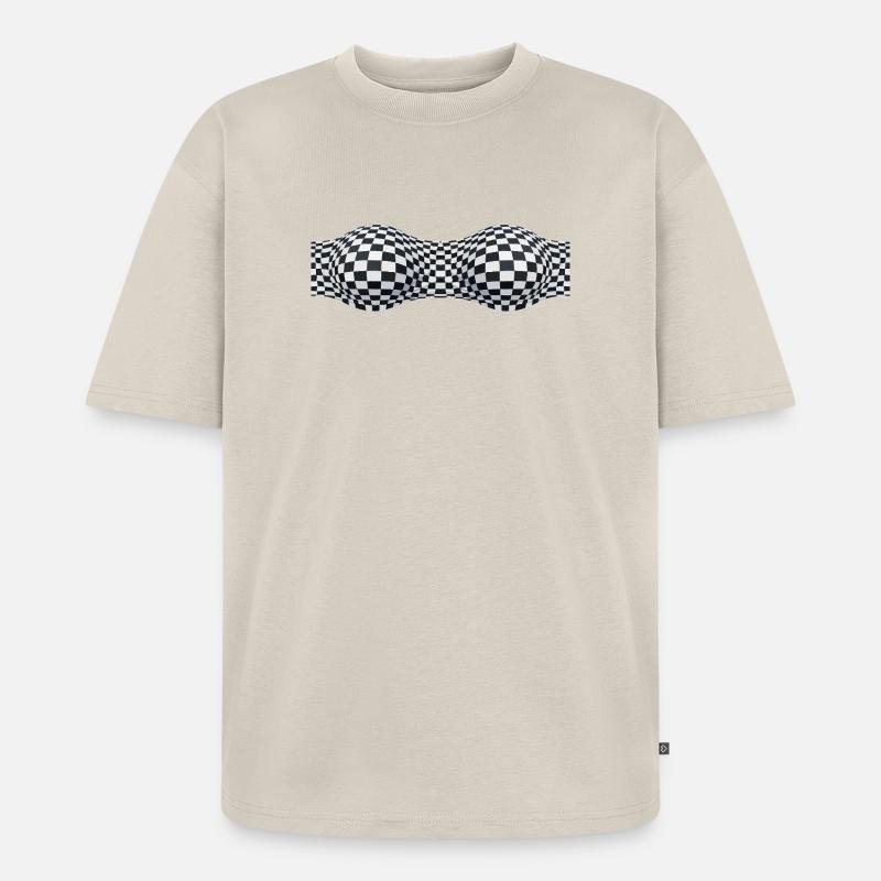Folded Checkered Patterns - Unisex Premium Oversized Organic T-Shirt - beige
