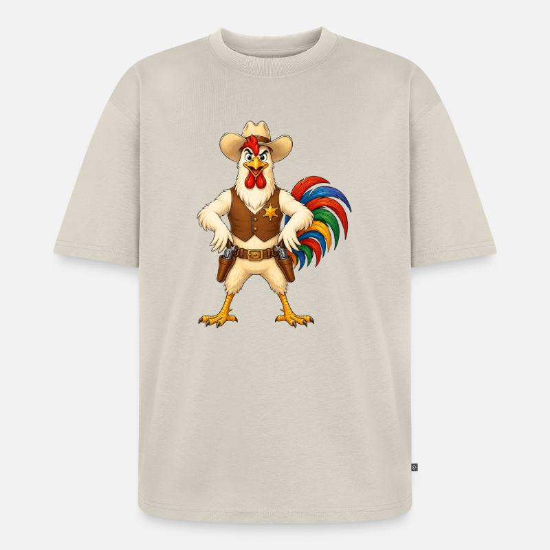 Hahn als Sheriff - Unisex Premium Oversized Bio T-Shirt - Beige