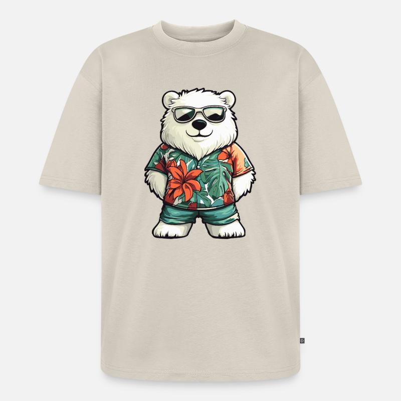 Eisbär Comic Urlaub - Unisex Premium Oversized Bio T-Shirt - Beige
