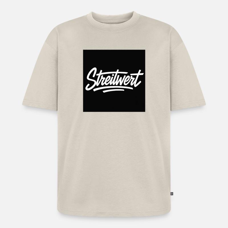 Logo Contested Script Noir - T-shirt Premium bio oversize Unisexe - beige