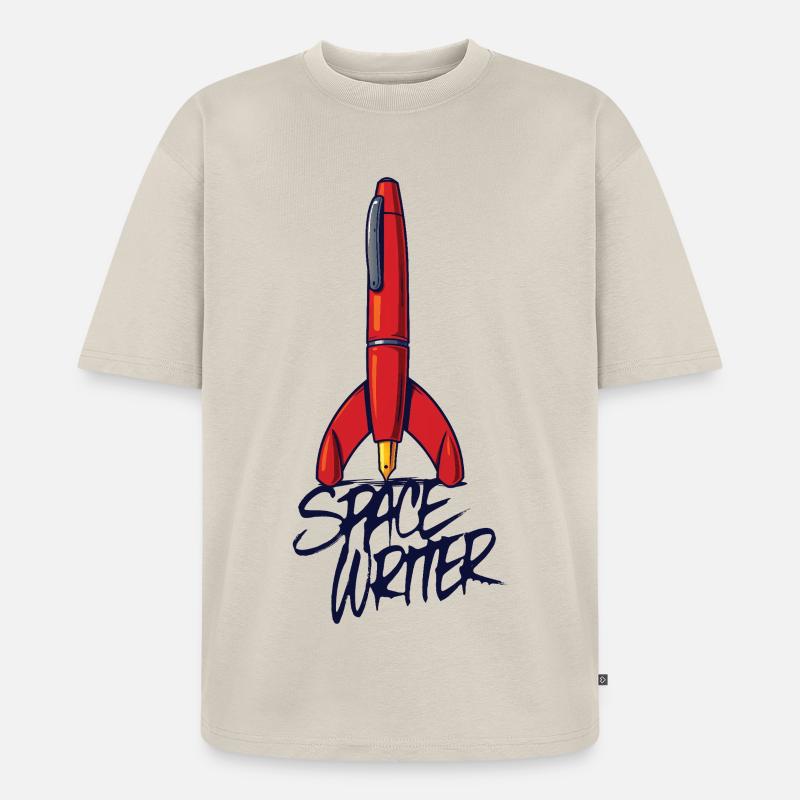 SPACE WRITER – lass uns reden. - Unisex Premium Oversized Bio T-Shirt - Beige