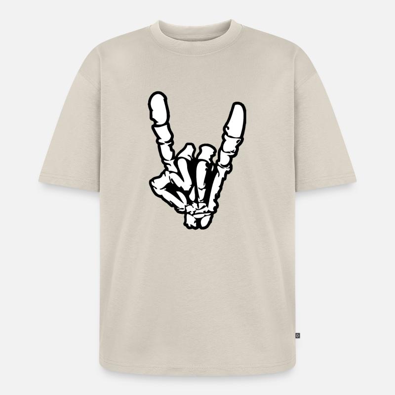 Rock'n'Roll- oder Heavy-Metal-Handzeichen * - Unisex Premium Oversized Bio T-Shirt - Beige