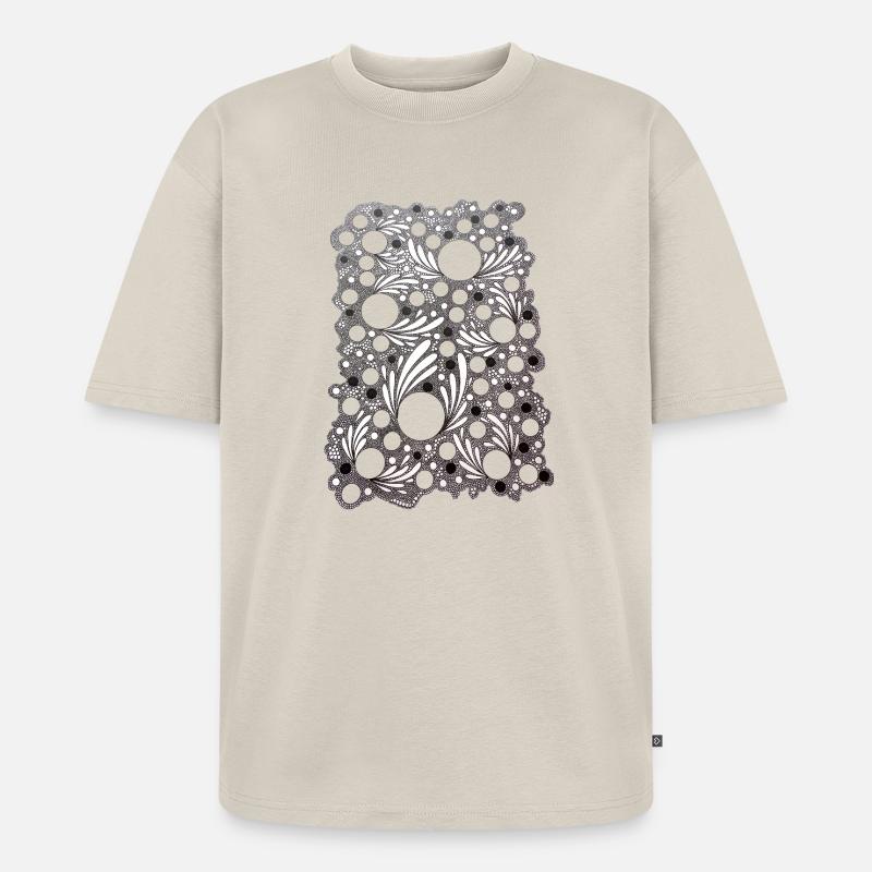 Leaf Blowing Lace Pattern - Unisex Premium Oversized Organic T-Shirt - beige