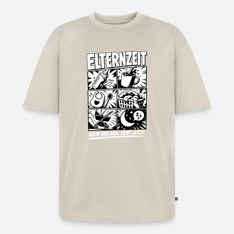 Elternzeit Comic Symbole - Unisex Premium Oversized Bio T-Shirt - Beige