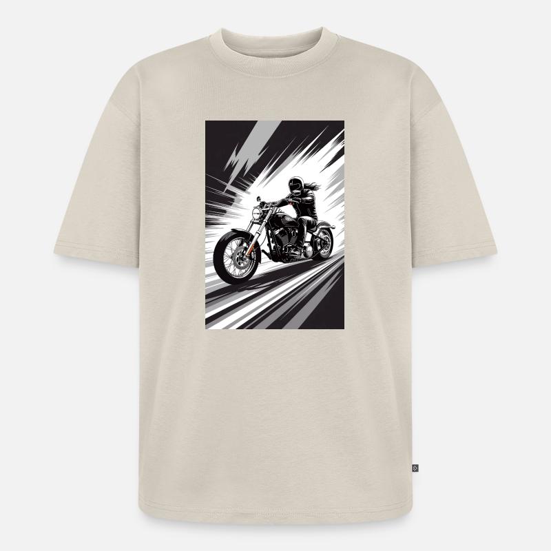 Chopper_Biker_Artwork_Collection_R03 - Unisex Premium Oversized Bio T-Shirt - Beige