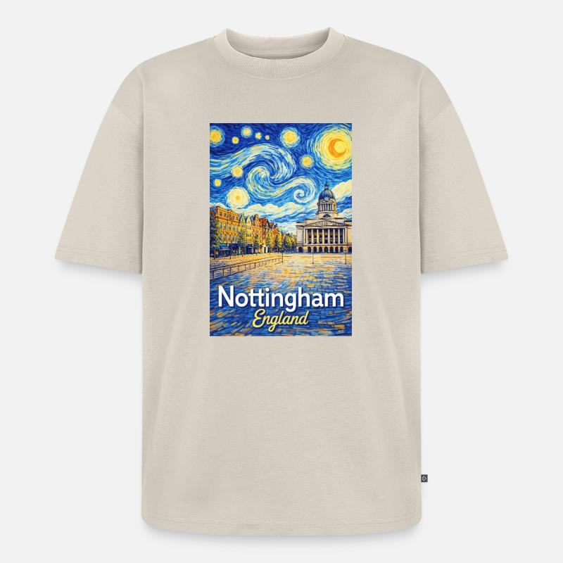 Nottingham, England - Unisex Premium Oversized Bio T-Shirt - Beige