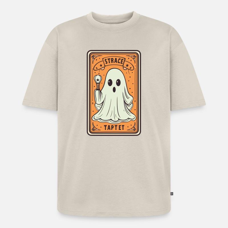 Tarotkort Ghost med pind - Unisex Premium oversized økologisk T-shirt - beige
