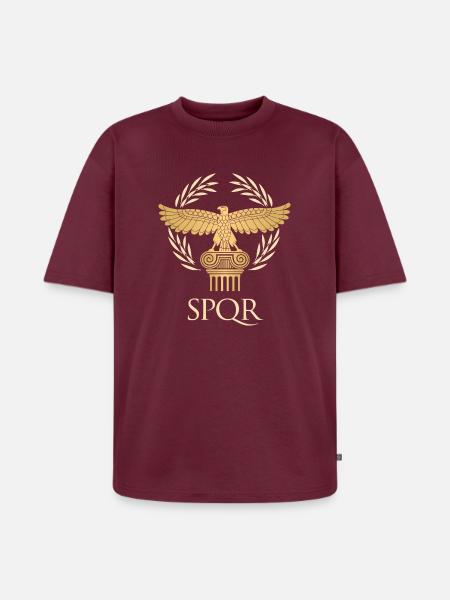 SPQR - Empire flag and republic Ancient Rome - Unisex Premium Oversized Organic T-Shirt - burgundy