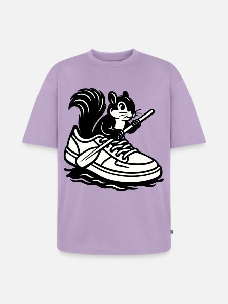 Squirrel in sneakers! - Unisex Premium Oversized Organic T-Shirt - lavender