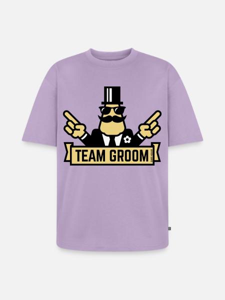 Team Groom (Pointing Stag Night Bachelor Party 3C) - Unisex Premium Oversized Organic T-Shirt - lavender