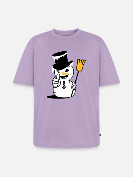 Cool snowman with thumbs up - Unisex Premium Oversized Organic T-Shirt - lavender