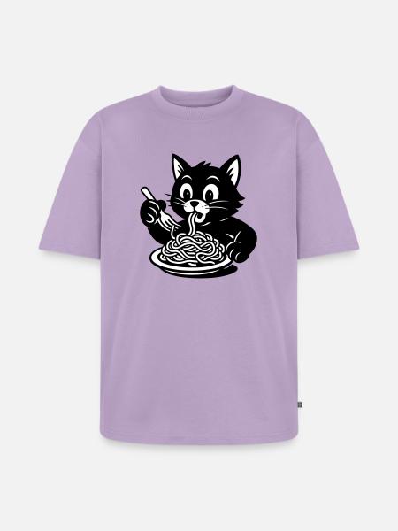 Katze iss Spagetti Meme - Unisex Premium Oversized Bio T-Shirt - Lavendel