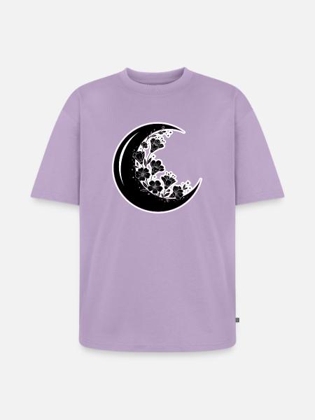 Floral Moon Phase Illustration - Unisex Premium Oversized Organic T-Shirt - lavender