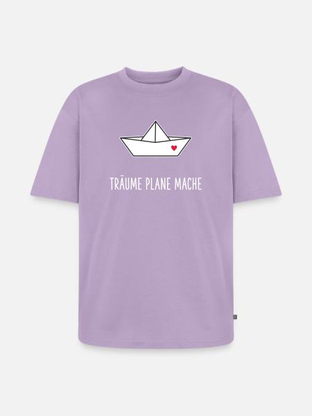 Träume Plane Mache Boot Herz - Unisex Premium Oversized Bio T-Shirt - Lavendel