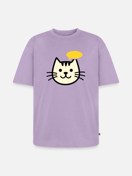 katzengesicht-mit-sprechblase - Unisex Premium Oversized Bio T-Shirt - Lavendel