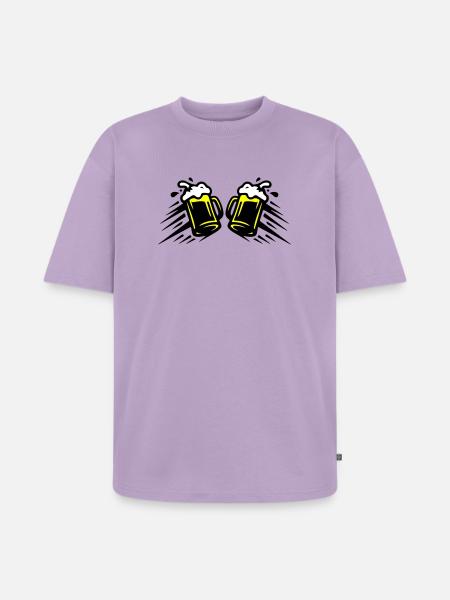 Bier Bierglas Anstoßen Symbol - Unisex Premium Oversized Bio T-Shirt - Lavendel