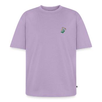 Gänseblümchen - Unisex Premium Oversized Bio T-Shirt - Lavendel - Vorne - AI Model Male 185 light (185cm)