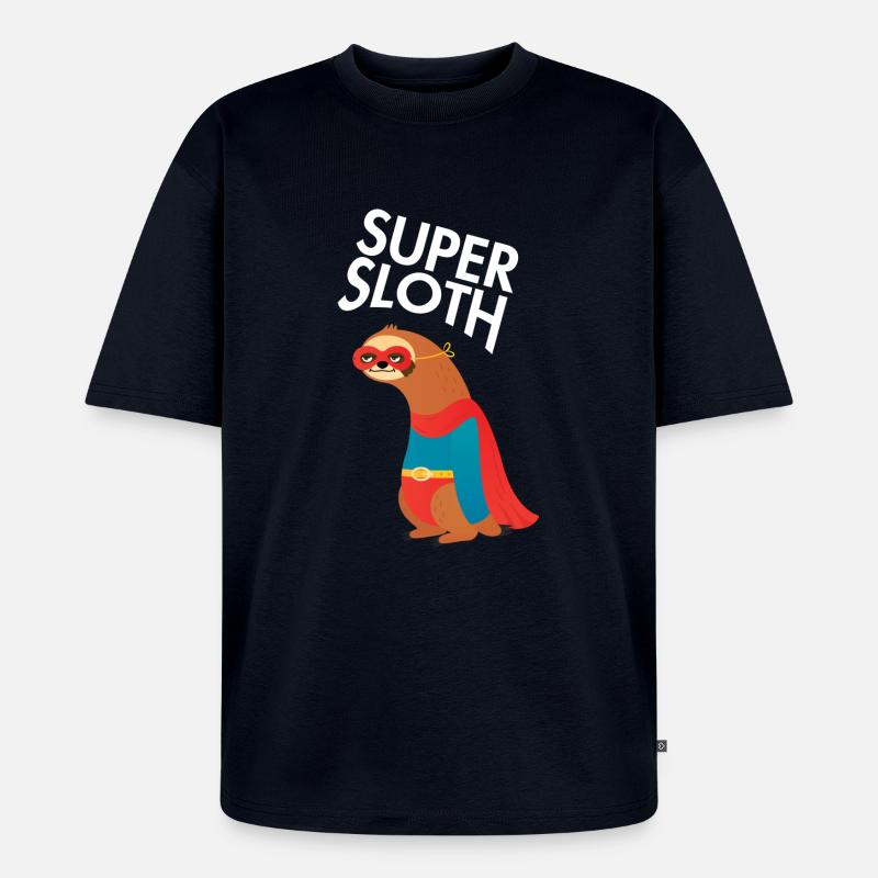Sloth Superhero - Unisex Premium Oversized Bio T-Shirt - Navy