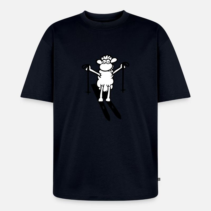 schiefahrer_2farb_klein - Unisex Premium Oversized Bio T-Shirt - Navy
