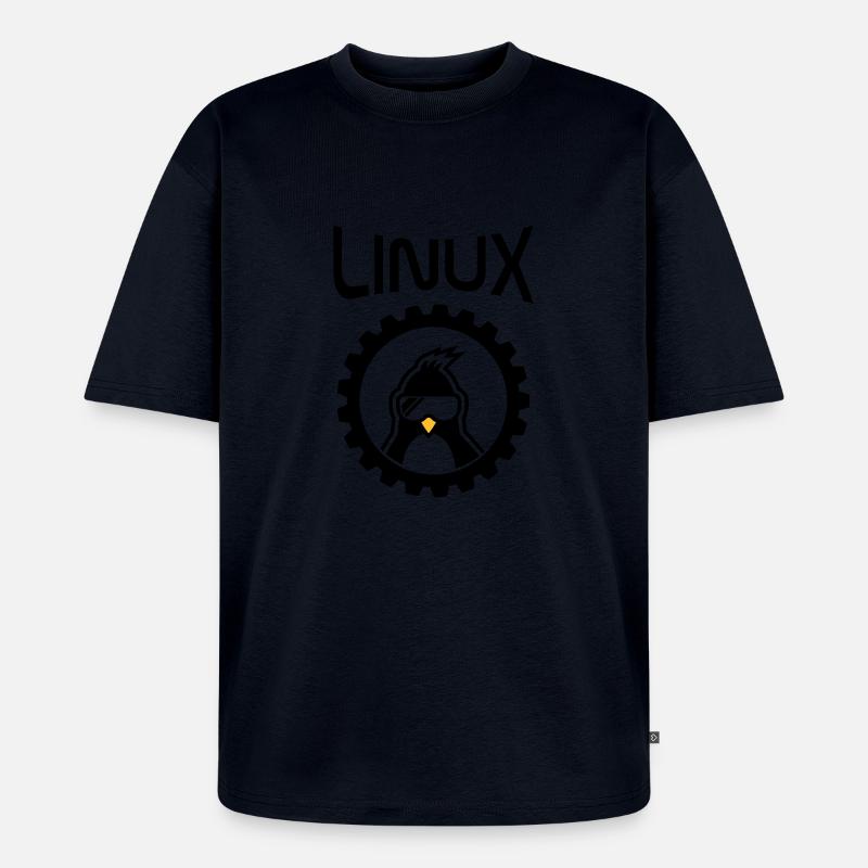 linux wheel - Unisex Premium Oversized Bio T-Shirt - Navy
