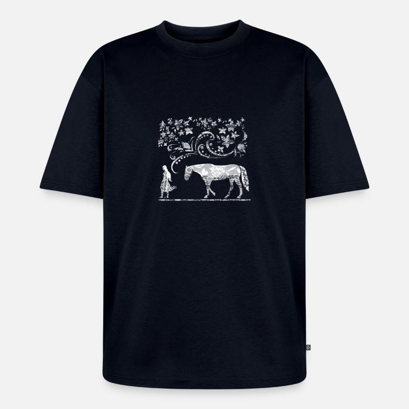 maedchen_und_pferd_weiss_spitze - Unisex Premium Oversized Bio T-Shirt - Navy
