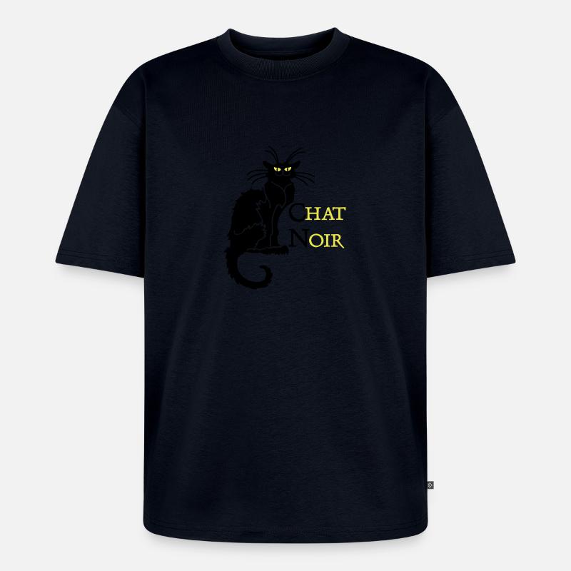 chat noir 'n (text, 2c) - Unisex Premium Oversized Bio T-Shirt - Navy
