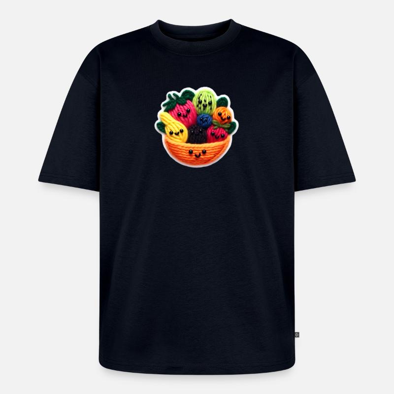 Fruit salad faces - Unisex Premium Oversized Bio T-Shirt - Navy