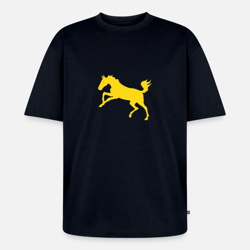 Springendes Pferd - Unisex Premium Oversized Bio T-Shirt - Navy
