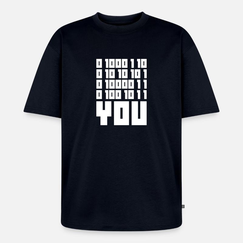 FUCK YOU - Binary code - T-shirt Premium bio oversize Unisexe - bleu marine