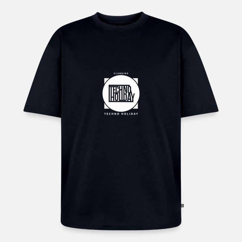 logo_techno_holiday_2017_blanco - Unisex Premium Oversized Bio T-Shirt - Navy