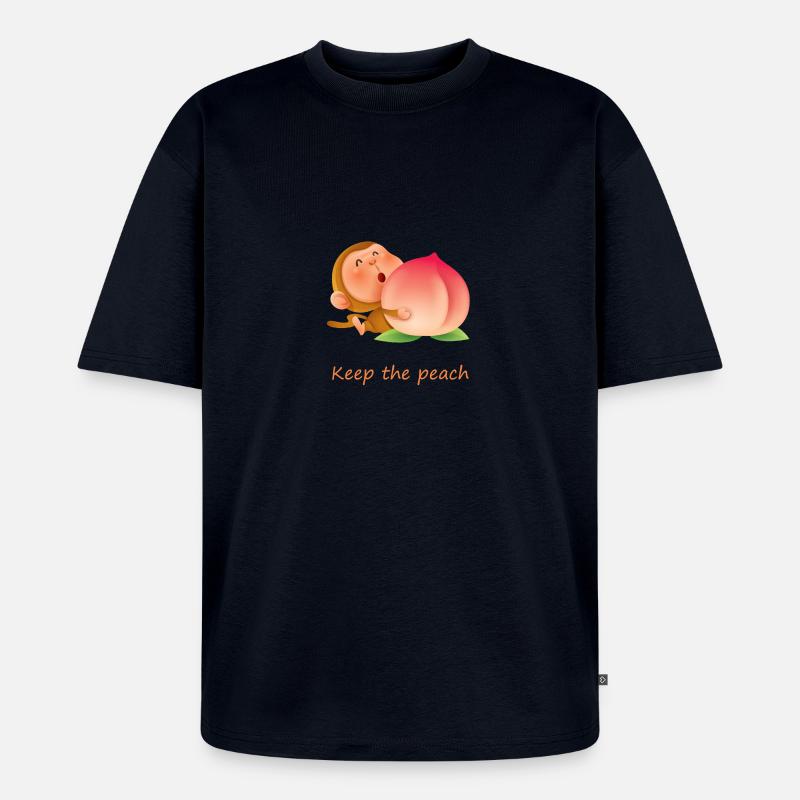 Monkey Keep the peach - T-shirt Premium bio oversize Unisexe - bleu marine