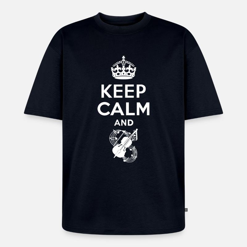 Keep Calm - Geige - Unisex Premium Oversized Bio T-Shirt - Navy