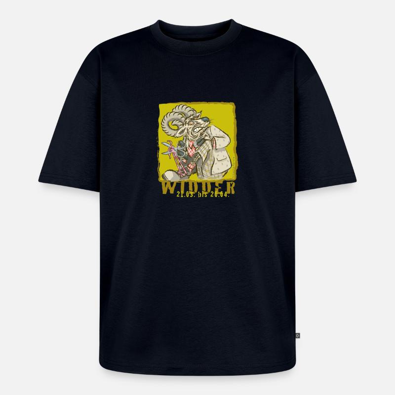Sternzeichen-Widder - Unisex Premium Oversized Bio T-Shirt - Navy