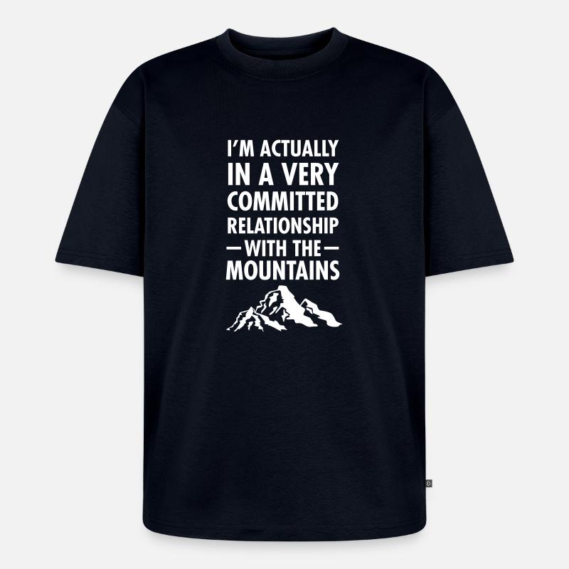 Committed Relationship With The Mountains - Unisex Premium Oversized Bio T-Shirt - Navy