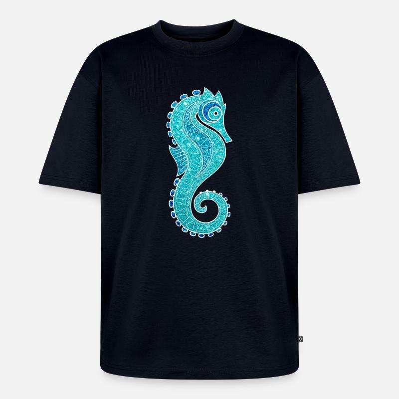 funkelndes Seepferdchen - Unisex Premium Oversized Bio T-Shirt - Navy