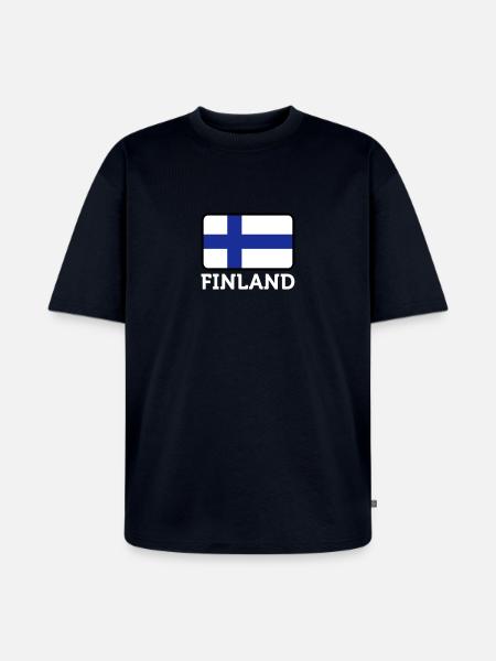 National Flag Of Finland - Unisex Premium Oversized Organic T-Shirt - navy