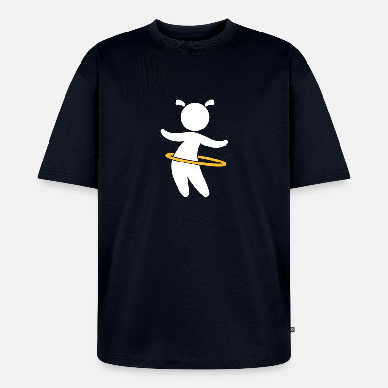 Kind spielt mit Hoolahoop - Unisex Premium Oversized Bio T-Shirt - Navy