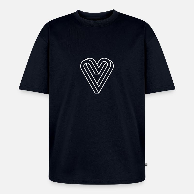 Impossible Heart, Optical Illusion - Unisex Premium Oversized Bio T-Shirt - Navy
