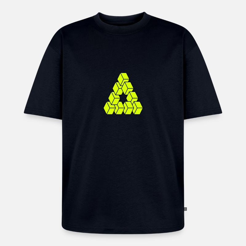 Optical illusion - Impossible figure - T-shirt Premium bio oversize Unisexe - bleu marine